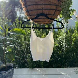 White Knit Spaghetti Strap Top